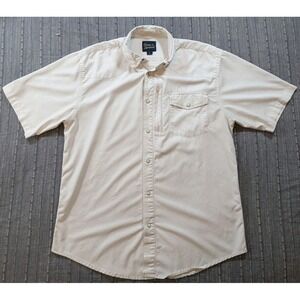 Texas Standard Men Lg Western Field Shirt Short Sleeve Pearl Snap White Bamboo